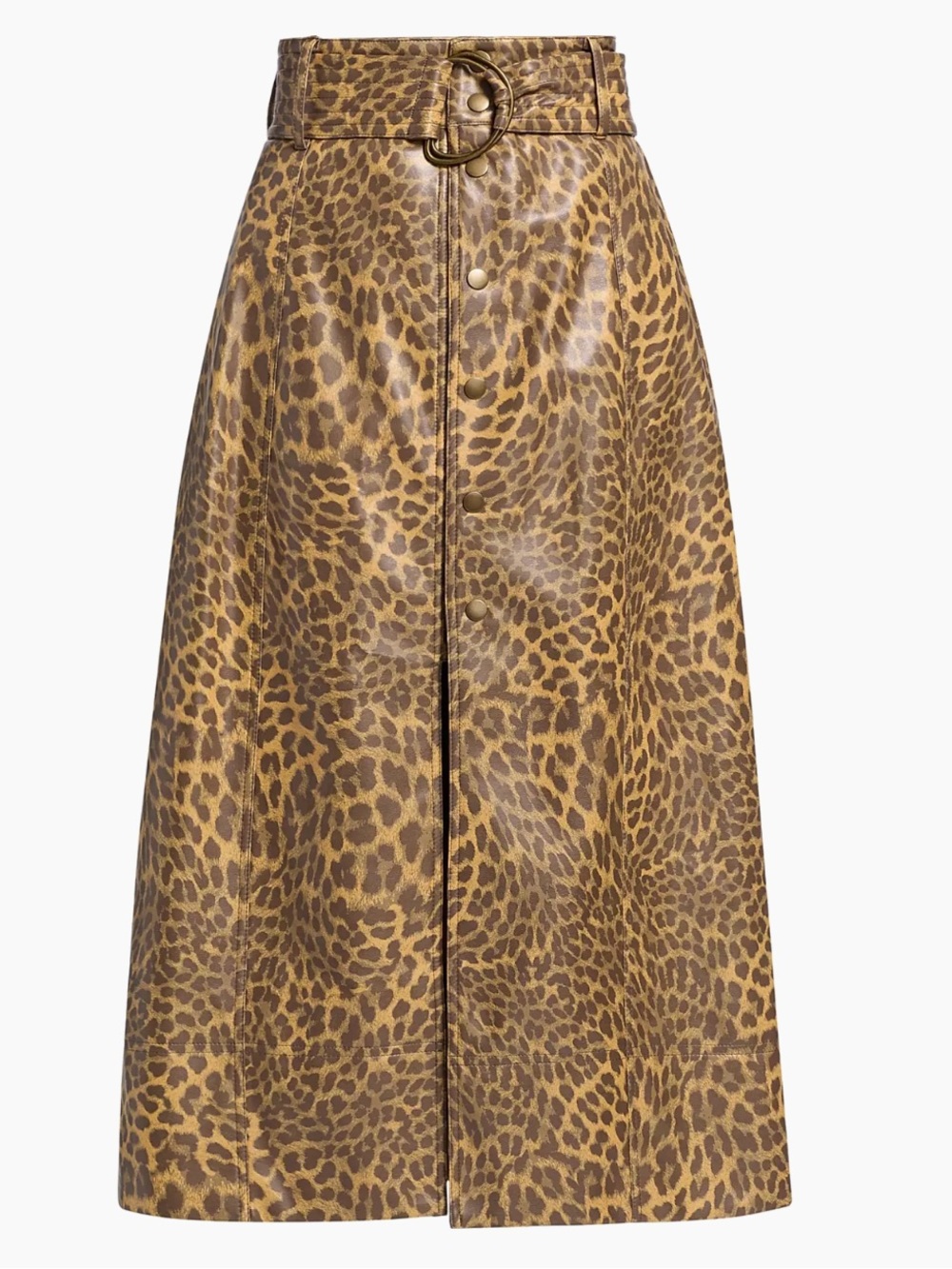 Marie Oliver Chelsea Leopard Faux-Leather Midi-Skirt. Size 6
